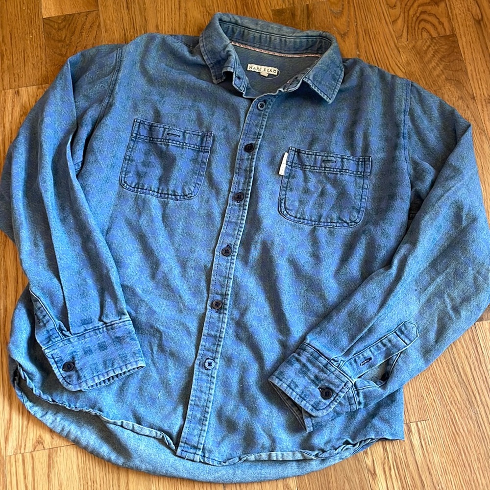 Marc Ecko gingham denim button down with secret message